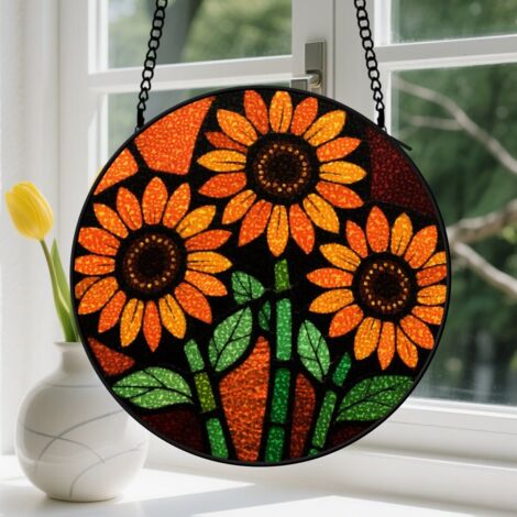 20cm Suspension en vitrail, attrape-soleil coloré unique en verre élégant, décoration maison intérieure, cadeau Noël, Anniversaire pour femme, homme (1/5)
