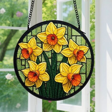 12.5cm Suspension en vitrail, attrape-soleil artistique unique coloré, décoration porte jardin, cadeau Fête des Mères, Anniversaire pour femme, homme (1/5)