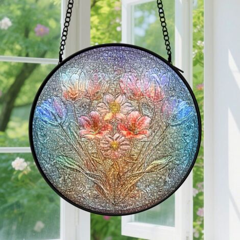 12.5cm Suspension en vitrail - Attrape-soleil unique artistique coloré élégant, décoration fenêtre unique, cadeau Noël, Fête des Pères pour homme, femme (1/5)