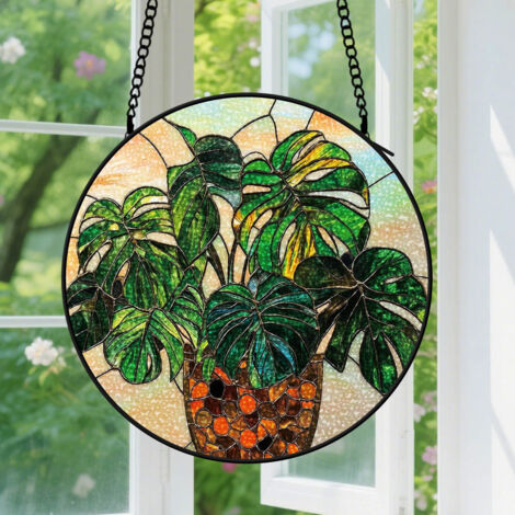16cm Suspension en vitrail, attrape-soleil coloré unique minimaliste, décoration intérieure élégante, cadeau Noël, Fête des Pères pour homme, femme (1/5)