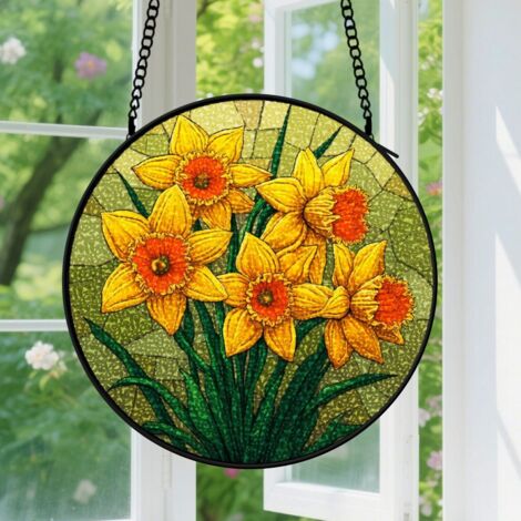 9cm Suspension en vitrail, attrape-soleil unique minimaliste élégant, décoration fenêtre maison, cadeau Anniversaire pour homme, femme, papa (1/5)