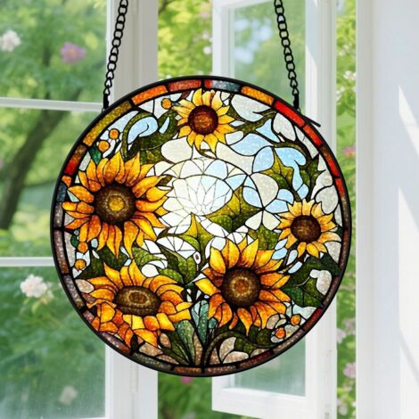 12.5cm Suspension en vitrail, attrape-soleil unique artistique minimaliste, décoration jardin maison, cadeau Fête des Mères, Noël pour femme, maman (1/5)