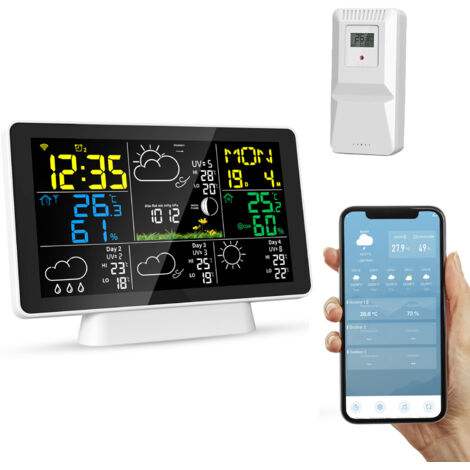 Station Météo WiFi Thermomètre Intérieur Extérieur Baromètre Affichage Couleur Horloge Numérique Multi Fonctions (1/5)