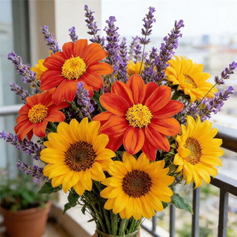 Lot de Graines de Fleurs – 300 Graines Tournesol Mexicain + 300 Graines Tournesol Classique + 1000 Graines Lavande, Mélange Non-OGM, Floraison Abondante pour Jardin, Balcon et Pots (1/5)