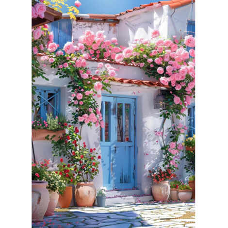 Peinture diamant 5D paysage marin pour adultes, kit fleurs pour enfants, broderie strass, décoration murale - 45x55cm (1/5)