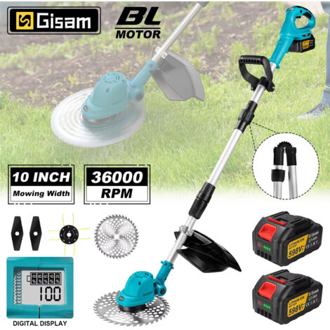 Tondeuse À Gazon Électrique Sans Fil 10 Pouces, Pliable, Moteur Sans Brosse, Coupe-Bordure De Jardin, Compatible Batterie Makita 18V, Avec 2 Batteries, Coupe-Herbe Portable (1/5)