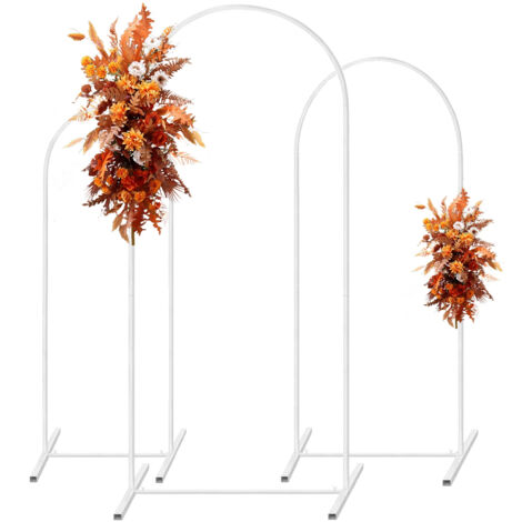 Set de 3 portants pour arche de cérémonie – Métal blanc – Style 2 – Support fond de scène pour mariage, baby shower, anniversaire (1/5)
