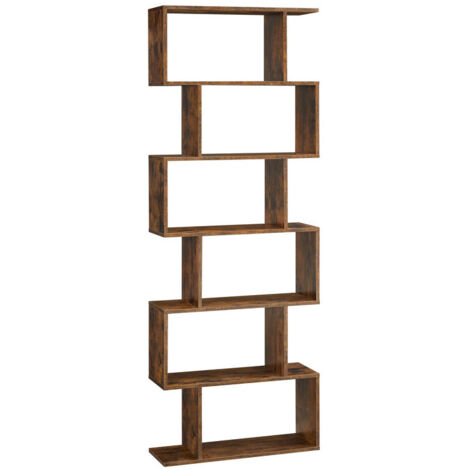 Étagère bibliothèque 6 niveaux 24×70×190,5 cm – Meuble de rangement et cloison de séparation – Marron – Usage salon, chambre, bureau (1/5)