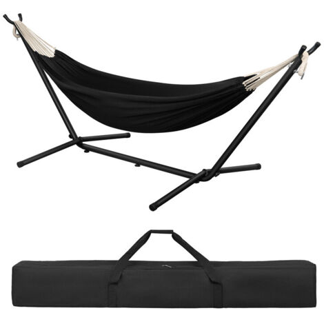 Hamac double portable avec support robuste – Capacité 250 kg, pour 2 personnes, lit-balancelle suspendu d’extérieur, pour camping et jardin, 280 × 106 × 100 cm (1/4)