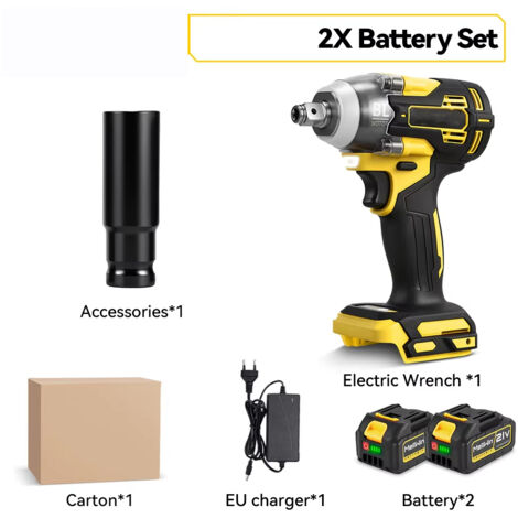 Kit outil électrique 3 fonctions – Perceuse + clé à chocs – Sans balais – Pour Makita 18V – Lot 2 batteries – Set A (1/5)
