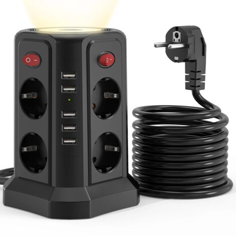 Tour de prise multifonctionnelle ue à 8 positions avec 5 ports USB, conception de commutateur de commande indépendant pour les cartes enfichables de bureau à domicile (1/5)