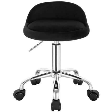 Chaise de bureau ergonomique, fauteuil ordinateur, hauteur réglable, rotation 360°, dossier bas, chaise de travail avec roulettes, tabouret de maquillage basculant, 53–65,5 × 44 × 30 cm, noir (1/5)