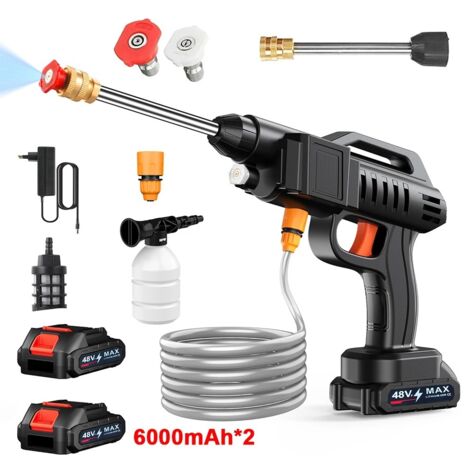 Pistolet à eau haute pression sans fil 50BAR, 1500W, machine à laver haute puissance, outil électrique pour batterie Makita 21V, avec 2 batteries 6000mAH