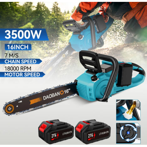 Tronçonneuse Électrique Sans Fil 16 Pouces avec Huileur Automatique Scie de Jardin et Outil de Coupe Bois avec 2 Batteries (1/5)