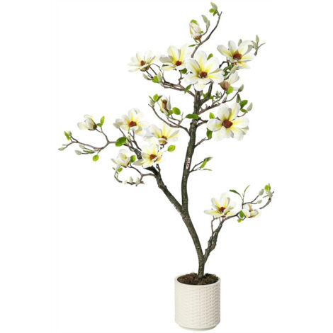 Plante artificielle magnolia 120 cm – arbre fleuri décoratif réaliste – usage maison, jardin, terrasse et bureau (1/5)