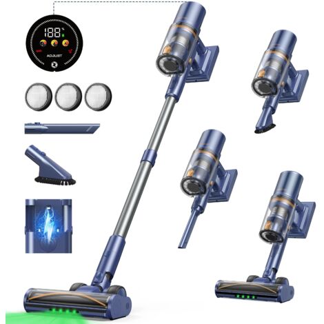Aspirateur Sans Fil Laresar V11 - 75000PA Puissance Ultra, 90 Min Autonomie, 650W Moteur, Batterie Amovible, Écran Intelligent avec Filtre HEPA et Lumière Verte - Pour Maison & Animaux (1/5)