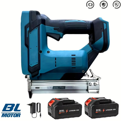 Pistolet clou agrafeur – Technologie brushless – F30/F25/F20/F15/F10 – Makita 18V – Lot 2 accus – Bois