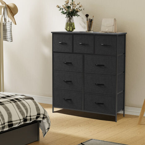 Commode pour chambre à coucher – 9 tiroirs en tissu, grande armoire de rangement, organisateur de vêtements pour adultes et enfants (1/5)