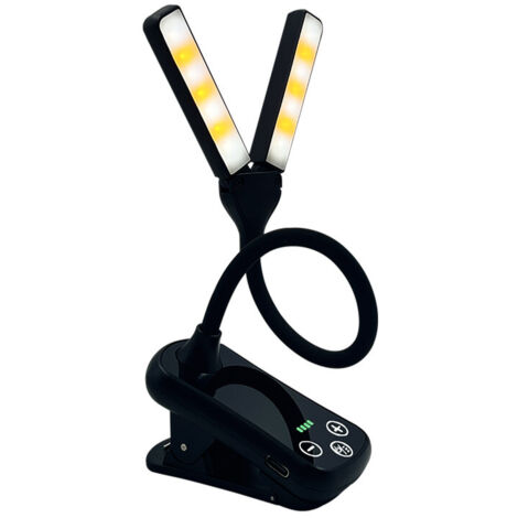 Liseuse LED rechargeable 14 LED – lampe clip – 3 modes de lumière – 8 niveaux de luminosité – lecture au lit et portable,Noir (1/5)