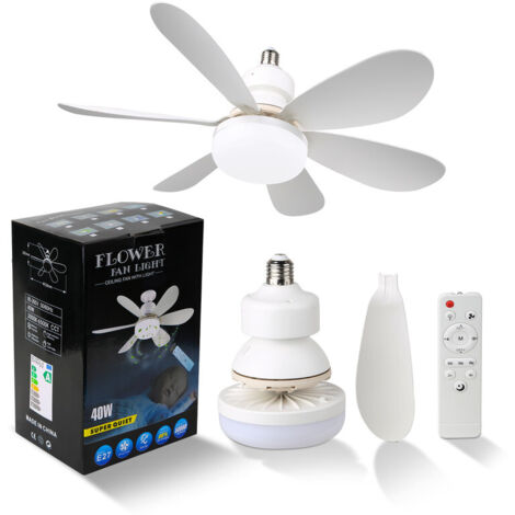 Nouveau ventilateur de plafond 2026 avec LED 40 W – Télécommande, douille E27, idéal pour chambre et salon (1/5)