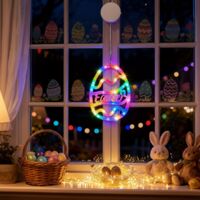 Lampes suspendues œufs de Pâques LED – Décoration intérieure et extérieure pour fêtes, patio et ambiance festive - Œuf Multicolore