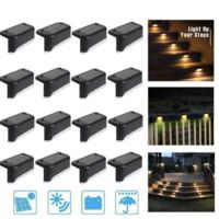 Lot de 16 lampes solaires LED pour escaliers – Éclairage jardin pour escaliers et balustrades