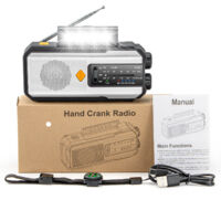Radio d'Urgence Solaire avec Manivelle 2000mAh – Lampe LED, Alarme SOS et Batterie Externe, Résistante à l'Eau (Blanc)