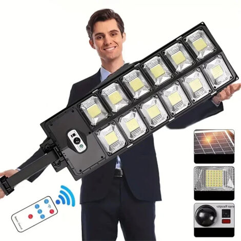 Lampe solaire 1008 LED ultra-lumineuse, puissante lampe solaire avec détecteur de mouvement, éclairage d'extérieur pour jardin