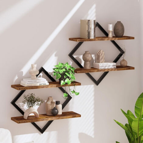 Ensemble de deux pièces, étagère flottante, étagère murale double niveau, convient au salon, à la chambre, à la cuisine et au bureau (1/5)