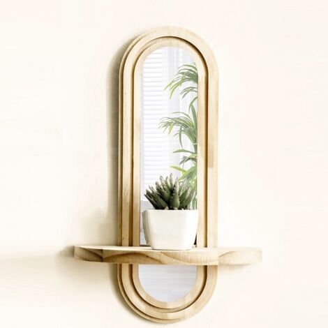 Miroir mural de style bohème, 2 en 1, support pour plantes, idéal pour les chambres, les salons et le rangement de la maison