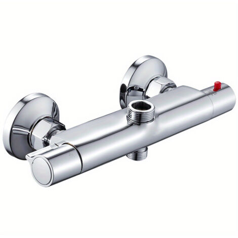 AUTRUCKER Robinet de douche thermostatique, collecteur de robinet de douche thermostatique mural, mitigeur de salle de bain eau chaude/eau froide, argent (1/5)