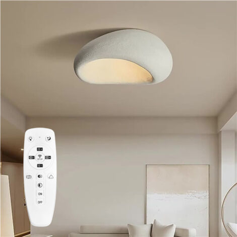 AUTRUCKER Plafonnier blanc en polystyrène haute densité 40 cm à intensité variable et télécommande 220 V E27