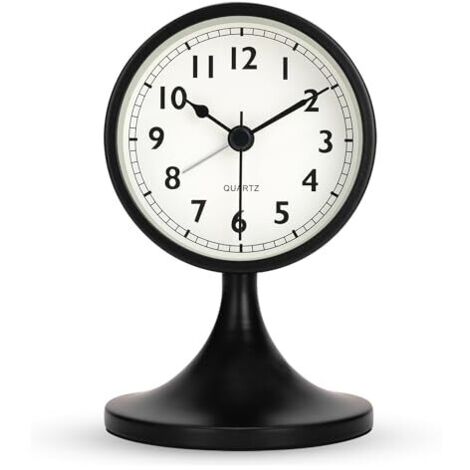 Réveil numérique, horloge de bureau, en métal noir, avec fonction veilleuse, fonctionne sur piles, convient  tables de chevet, aux chambres et bureaux (1/5)