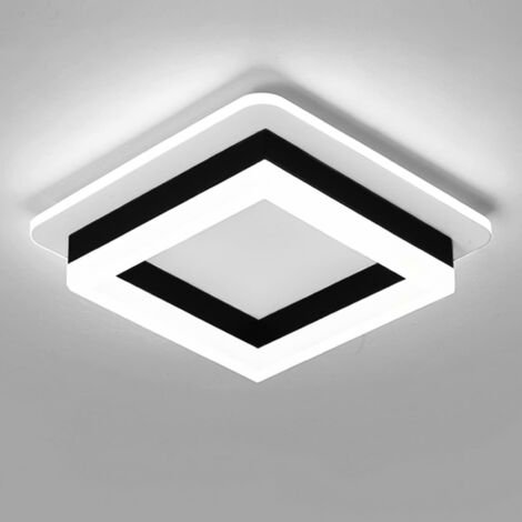 AUTRUCKER Plafonnier LED carré moderne, plafonnier encastré carré, adapté aux dressings, carré, noir, à trois niveaux d'intensité.