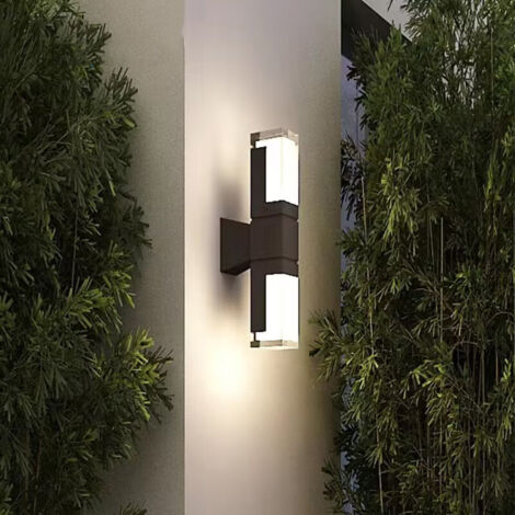AUTRUCKER Applique murale carrée pour jardin et cour, éclairage LED extérieur étanche, double tête 86-265 V - 14 W, lumière blanche 6000 K
