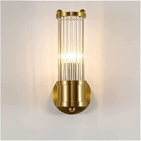 AUTRUCKER Applique murale moderne en cristal, style rétro européen, cylindrique, en fer forgé et verre, à une tête, ampoule non incluse, 220 V, culot E14