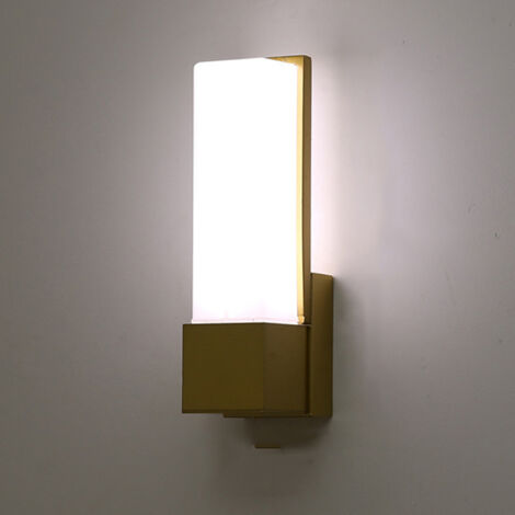 AUTRUCKER Applique murale extérieure de luxe pour couloir, veilleuse pour chambre à coucher ou escalier, à une seule tête, couleur or -7watts, lumière tricolore