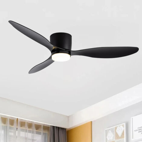 AUTRUCKER Ventilateur de plafond LED simple pour salon avec télécommande, éclairage de ventilateur, ventilateur de plafond à 6 vitesses, noir, 52 pouces (1/5)