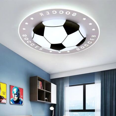 AUTRUCKER Plafonnier LED moderne et créatif en forme de ballon de football, éclairage décoratif pour chambre, noir et blanc, 42 cm, lumière blanche