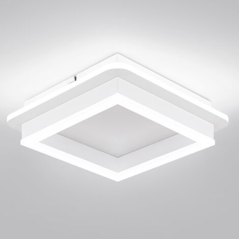 AUTRUCKER Applique murale carrée moderne pour entrée, plafonnier LED, plafonnier en acrylique, carré, blanc, trois couleurs réglables.