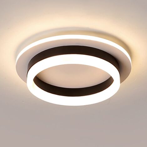 AUTRUCKER Plafonnier LED rond moderne, plafonnier LED encastré haute luminosité, rond, noir, à trois niveaux d'intensité.