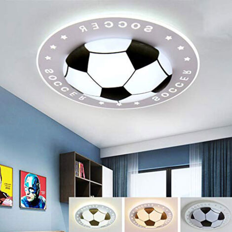 AUTRUCKER Plafonnier décoratif moderne, luminaire LED créatif en forme de ballon de football, style dessin animé, noir et blanc, 42 cm, tricolore (1/5)