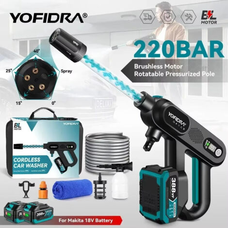AUTRUCKER Nettoyeur haute pression électrique, pistolet de lavage de voiture haute pression sans balais,3500W,220 bars,3 vitesses (batterie non incluse) (1/5)
