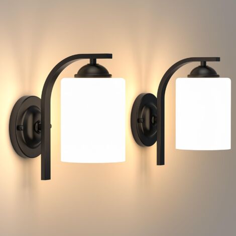 AUTRUCKER Applique murale moderne pour salle de bain (2 pièces), abat-jour en verre dépoli avec LED, ampoule non incluse, 85-265 V, culot E27