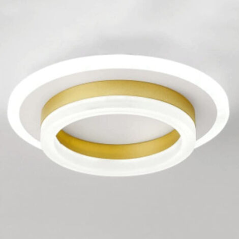AUTRUCKER Plafonnier LED moderne pour couloir, plafonnier en acrylique, luminaire d'intérieur, rond, doré, trois couleurs [montage en saillie] (1/5)