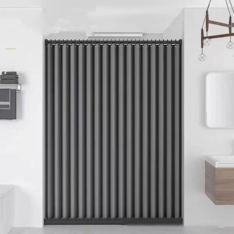 AUTRUCKER Rideau de douche pliable, rideau de séparation de salle de bain sans perforation, séparation sèche et humide, gris, 150200cm