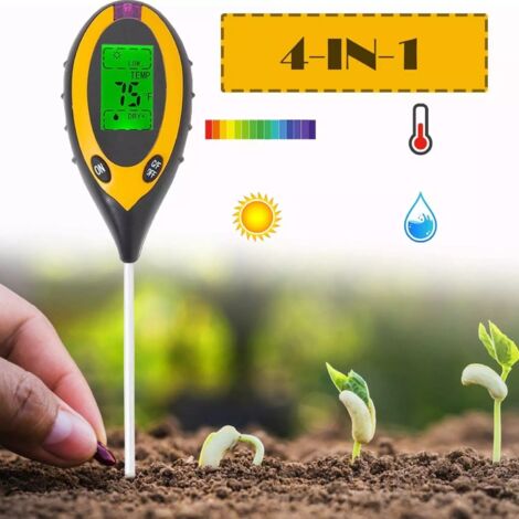 Humidimètre du sol 4 en 1, thermomètre de sol, testeur de sol, pH-mètre du sol, lumière/température/humidité/PH 4 en 1