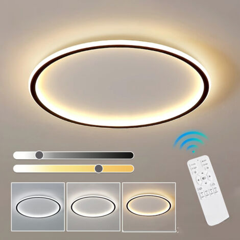 Plafonnier moderne, plafonnier LED rond, trois températures de couleur et luminosité réglable en continu, adapté chambre et salle à manger (40CM)