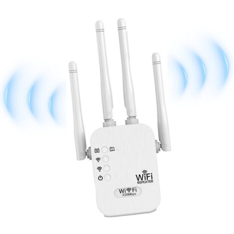 AUTRUCKER Amplificateur de signal Wi-Fi, amplificateur de réseau sans fil domestique, 1200 Mbit/s, norme européenne, blanc (4 antennes)