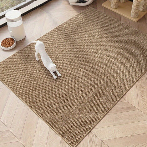 AUTRUCKER Tapis griffoir en corde tressée naturelle, tapis de sol durable pour chats et chiens, marron, 40 x 60 cm